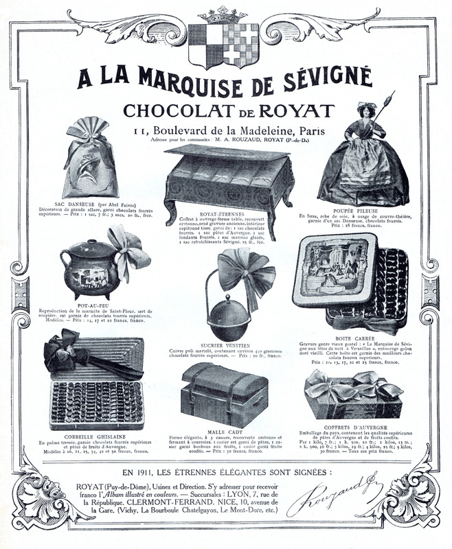 Les boîtes de chocolat Marquise de Sévigné